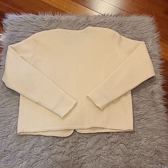 Herman Geist‎ vintage cream wool button front sweater with shoulder pads - Picture 5 of 5